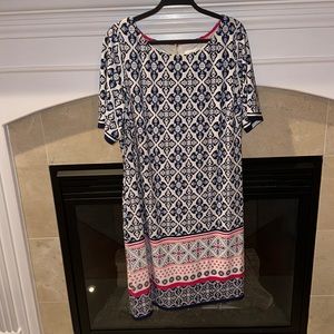 NWOT Eliza J Geometric Print Pattern Boatneck Dress SIZE 16W